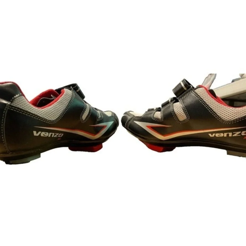 Venzo‎ Bicycle Shoes and Pedals BXRoads 42 UK size 7 US 8 Black & Red Road Bike